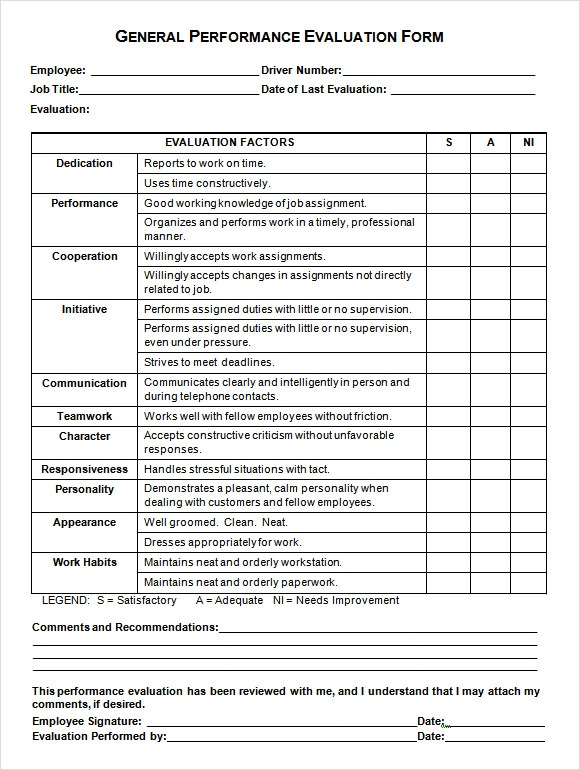 10 Job Performance Evaluation Templates Download For Free Sample 