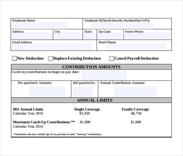 10 Payroll Deduction Forms To Download Sample Templates