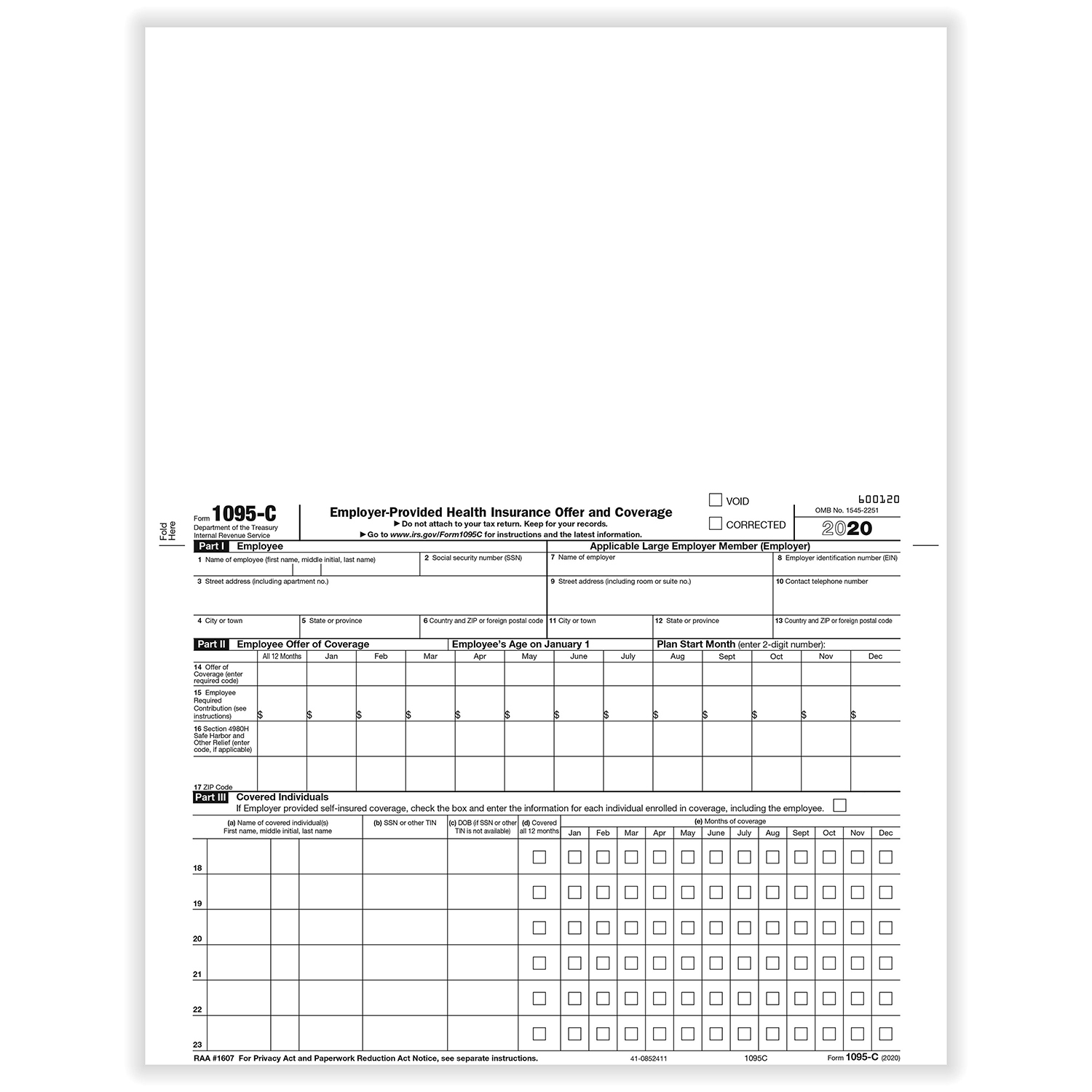 1095 Form 1095 Employer Provided Health Insurance Formstax