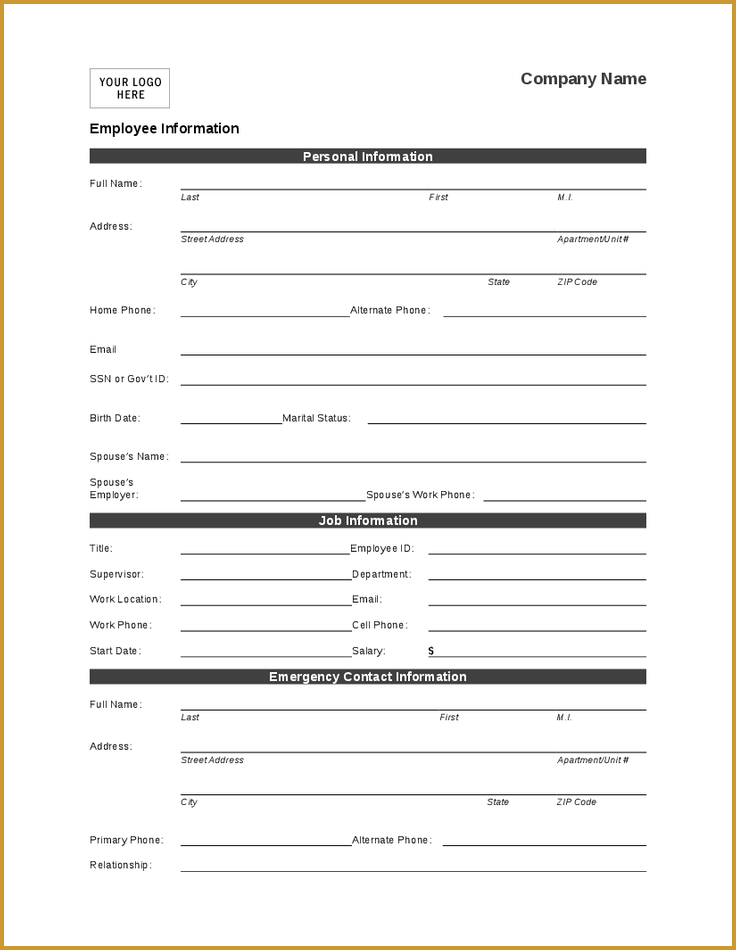 12 Personal Information Form Template Jumbocover info Company 