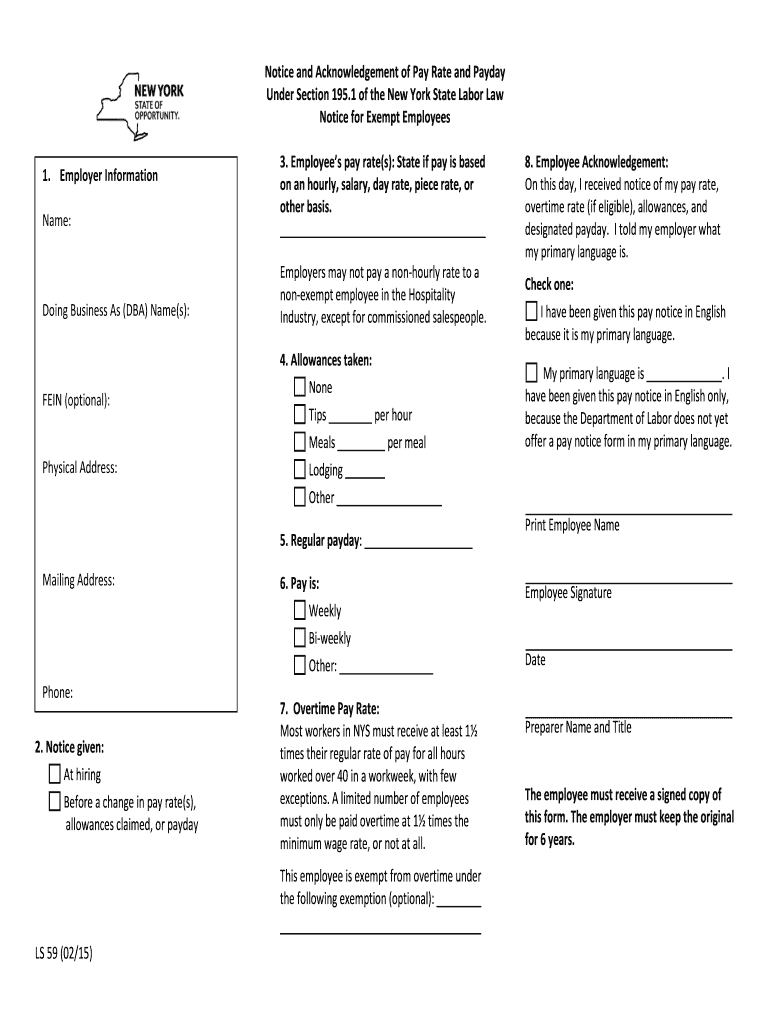 2015 2022 Form NY LS 59 Fill Online Printable Fillable Blank PdfFiller