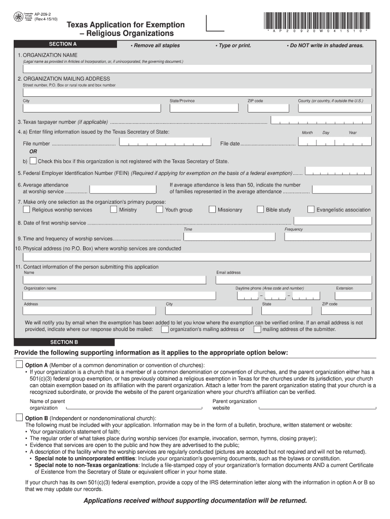 2015 Form TX Comptroller AP 209 Fill Online Printable Fillable Blank