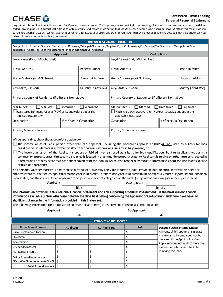 2017 2021 Form CHASE 201 CTL Fill Online Printable Fillable Blank