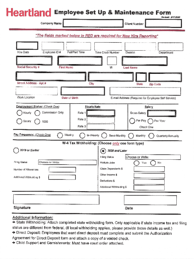 2020 2022 OK Heartland Employee Set Up Maintenance Form Fill Online