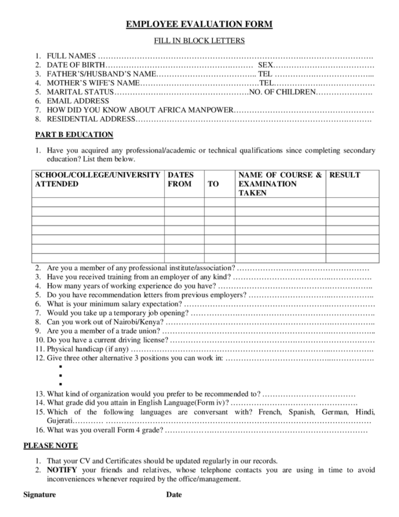 2022 Employee Evaluation Form Fillable Printable PDF Forms Handypdf