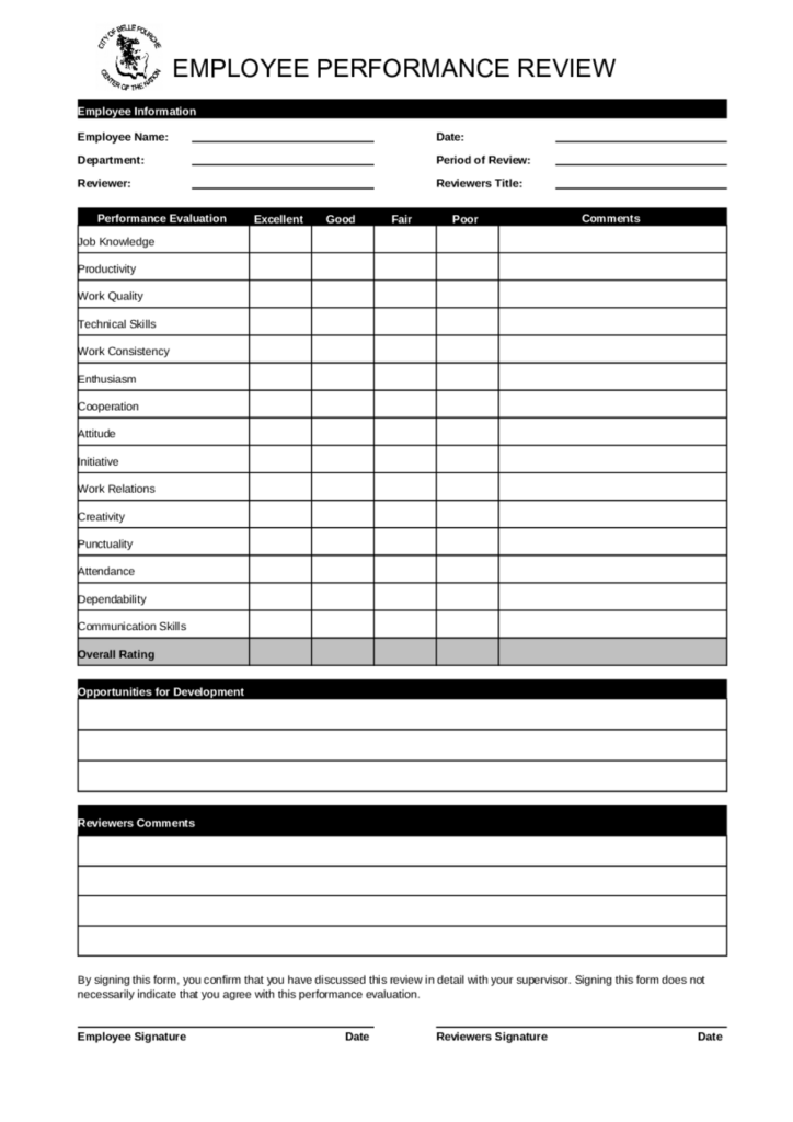 2022 Employee Evaluation Form Fillable Printable PDF Forms Handypdf