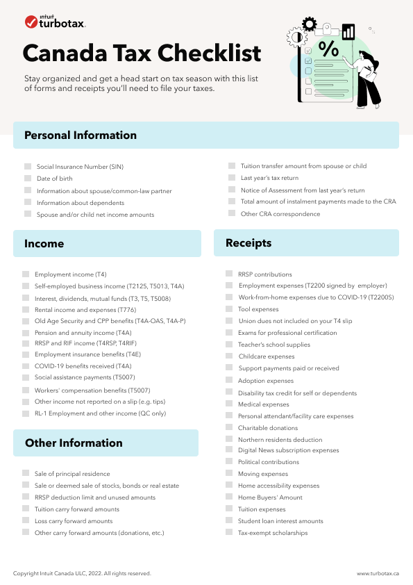 2023 Canada Tax Checklist What Documents Do I Need To File My Taxes