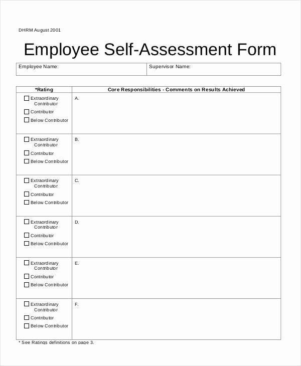  24 Employee Self Evaluation Form Template In 2020 Self Assessment 