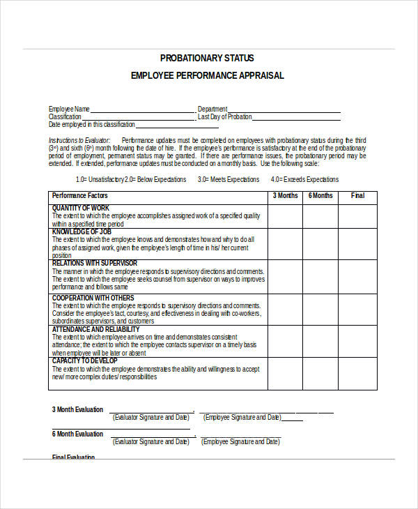 3 Month Performance Review Sample