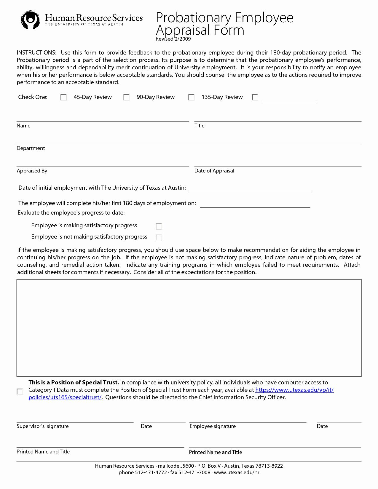 30 Day Probationary Period Employee New Hire Forms NewHireForm