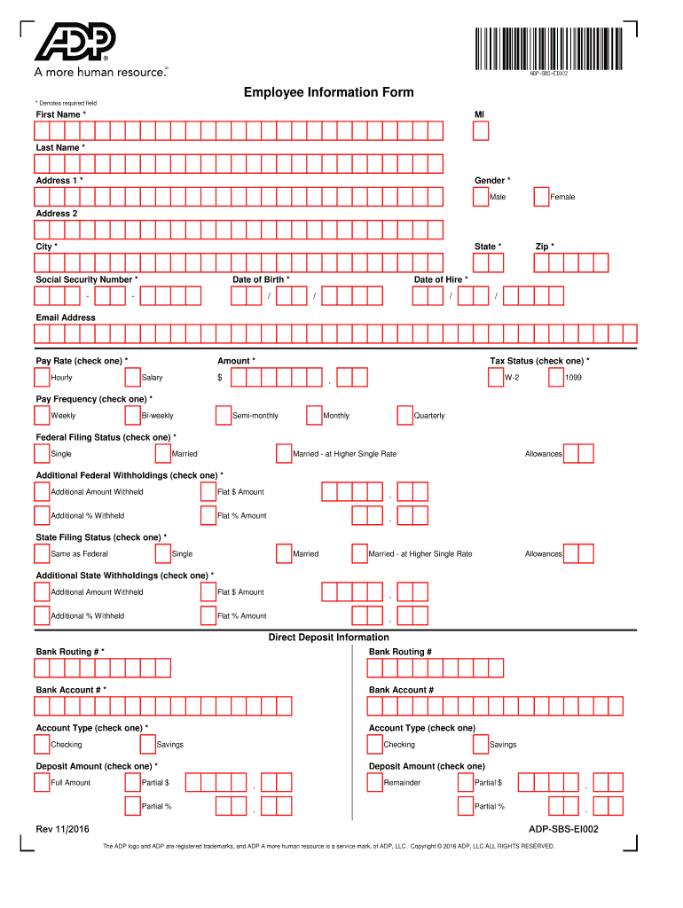 Adp Employee Information Form Fill Online Printable Fillable Blank