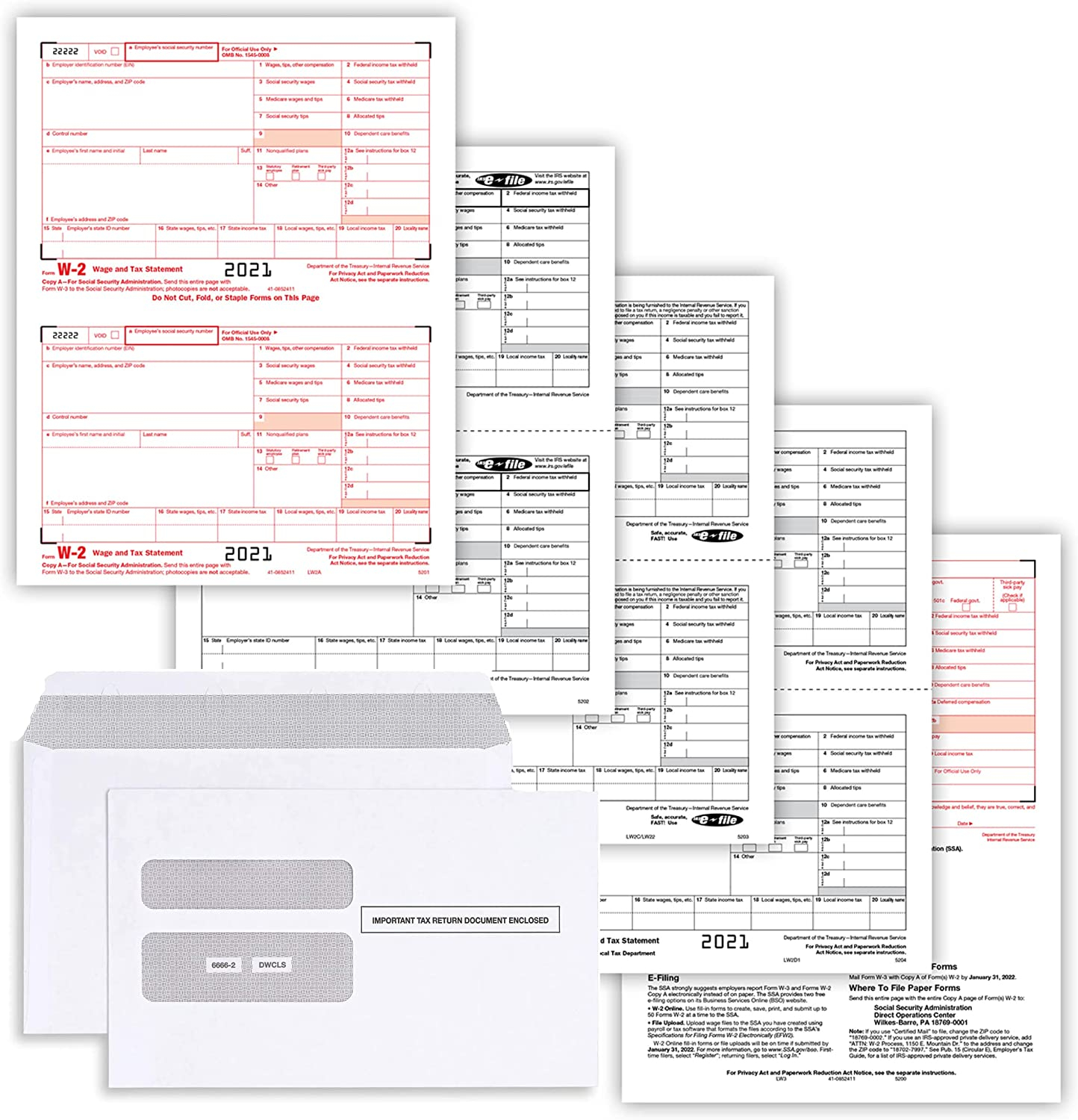 Amazon W2 Tax Forms 2021 4 Part Laser Forms 25 Employee Kit For 