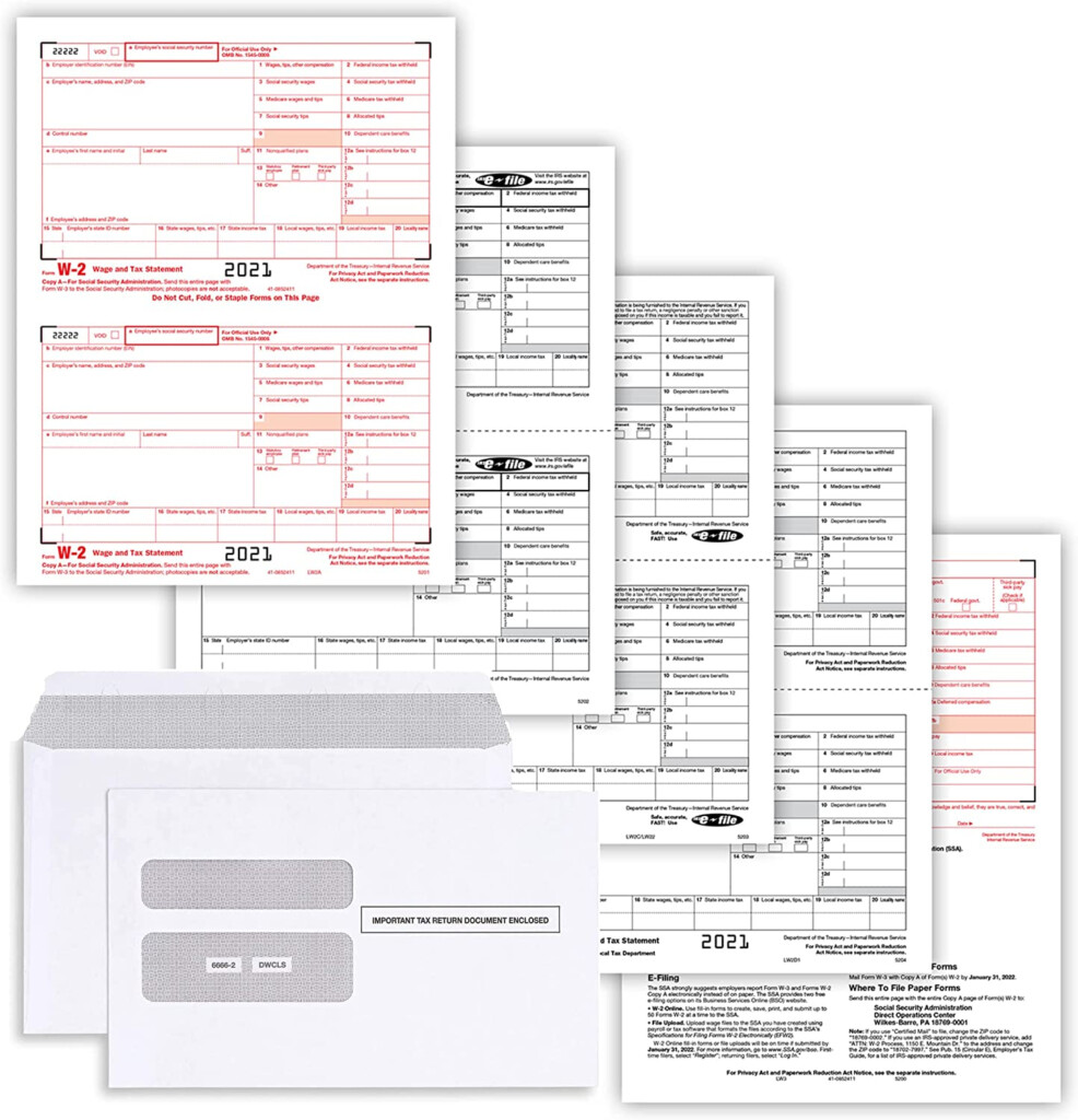 Amazon W2 Tax Forms 2021 4 Part Laser Forms 25 Employee Kit For 