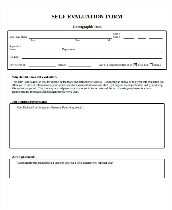 Employee Evaluation Form Example 13 Free Word PDF Documents