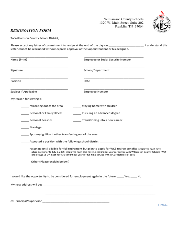 Employee Resignation Form New Hampshire 2022 Employeeform