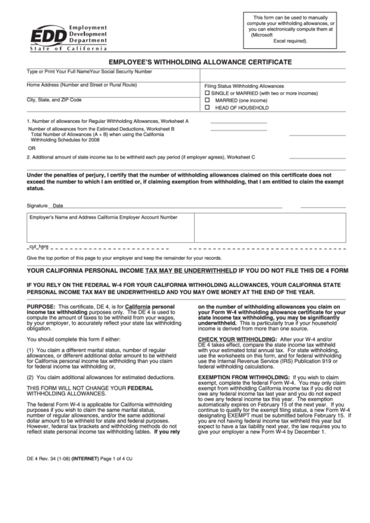 Employee s Withholding Allowance Certificate Form 2022 2022