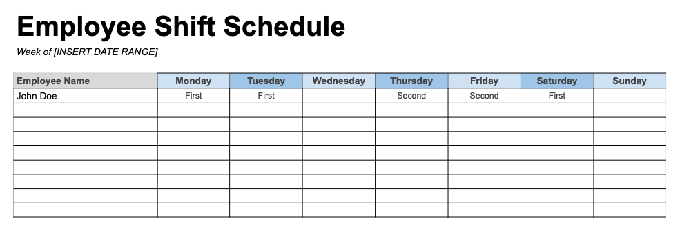 Employee Schedule Templates And Instructions Free Download Indeed