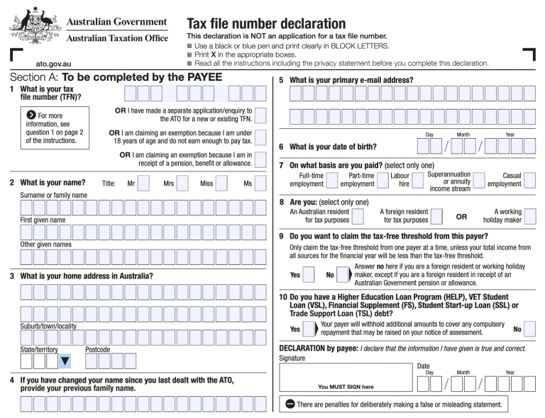 Employee Tax File Number Form 2022 Employeeform