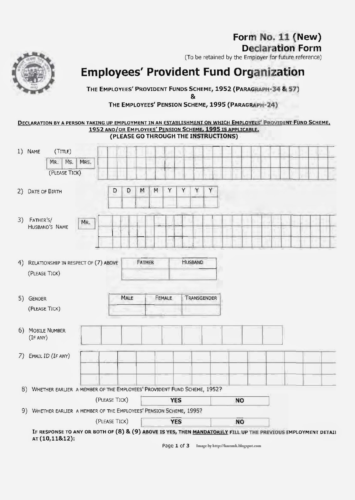 Esic Declaration Form Pdf