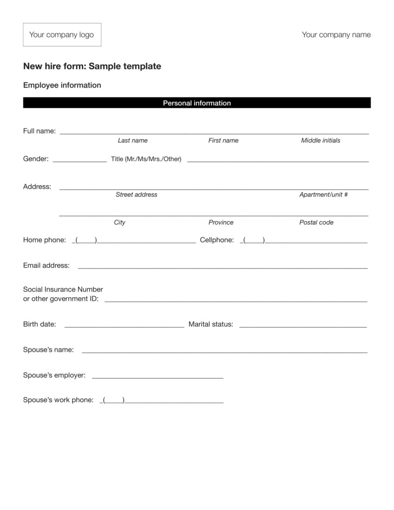 Examples Of HR Forms Format Sample Examples