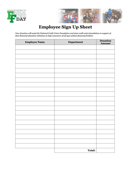 Fillable Employee Sign Up Sheet Template Printable Pdf Download