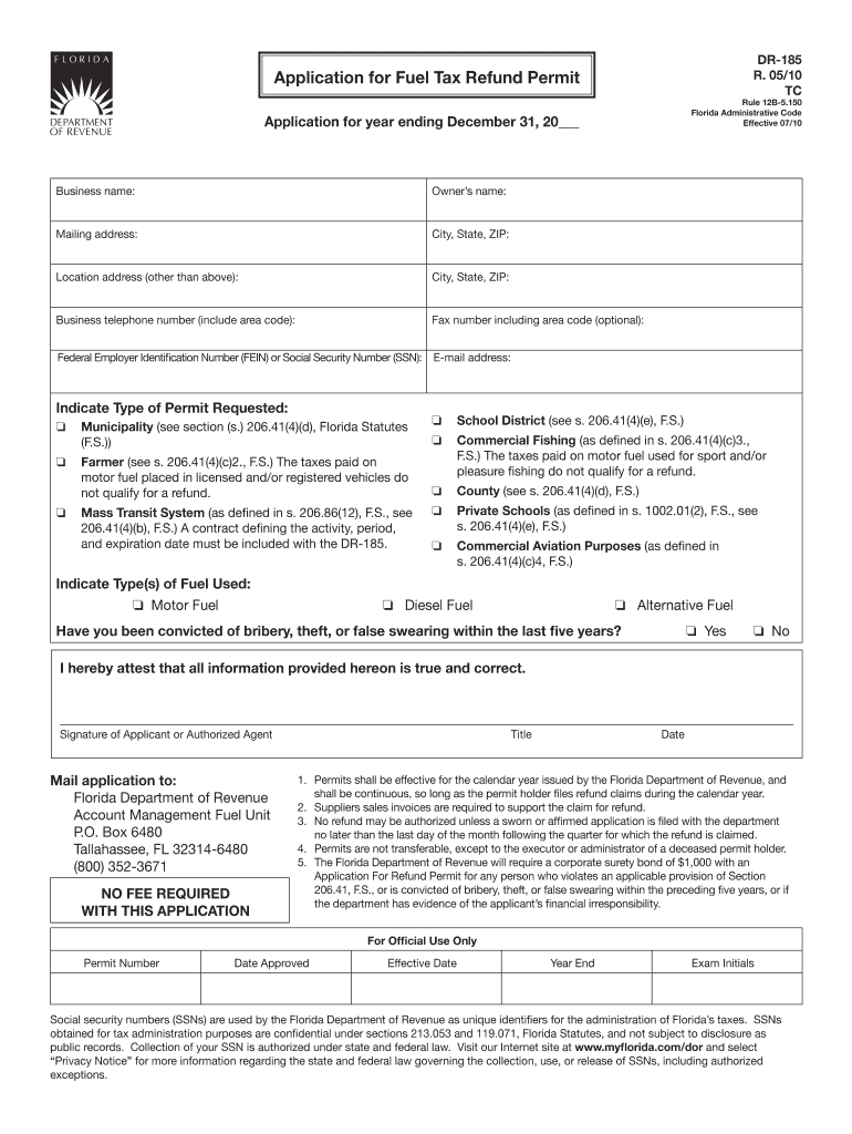 FL DR 185 2010 Fill Out Tax Template Online US Legal Forms