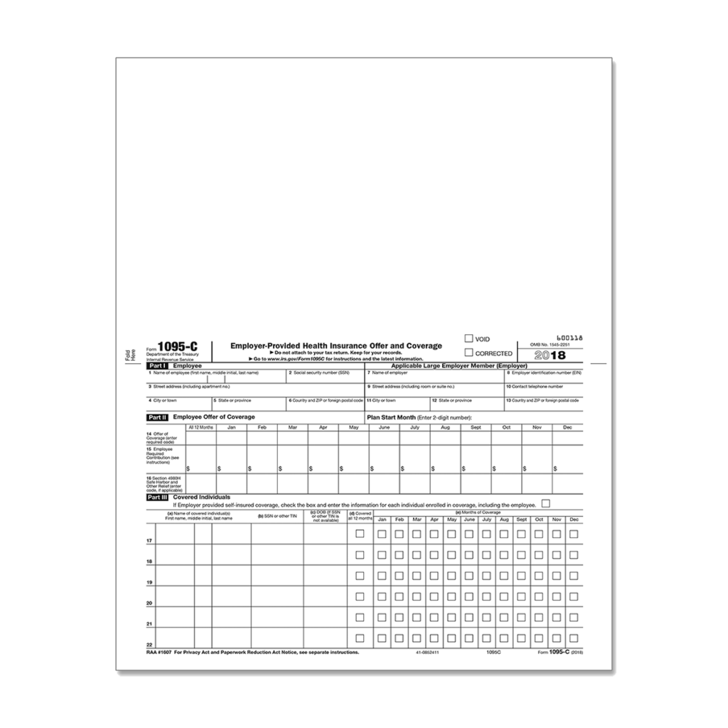 Form 1095 C Employer Provided Health Insurance 1095C Mines Press