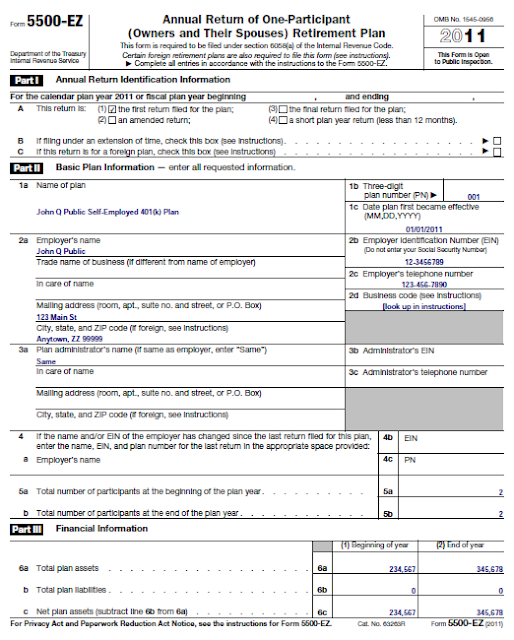 Form 5500 EZ For Your Solo 401k