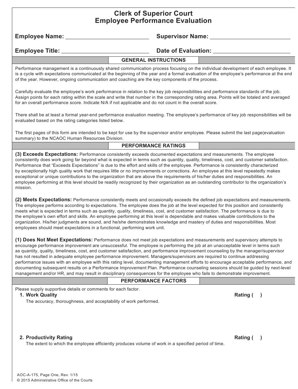 Form AOC A 175 Download Fillable PDF Or Fill Online Clerk Of Superior 