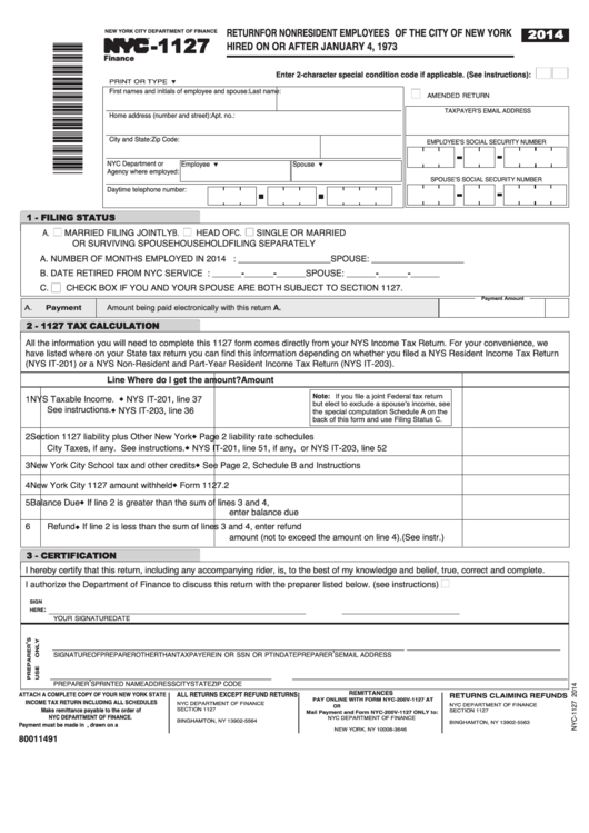 Nyc Employee Non Resident Tax Form - NewEmployeeForms.com