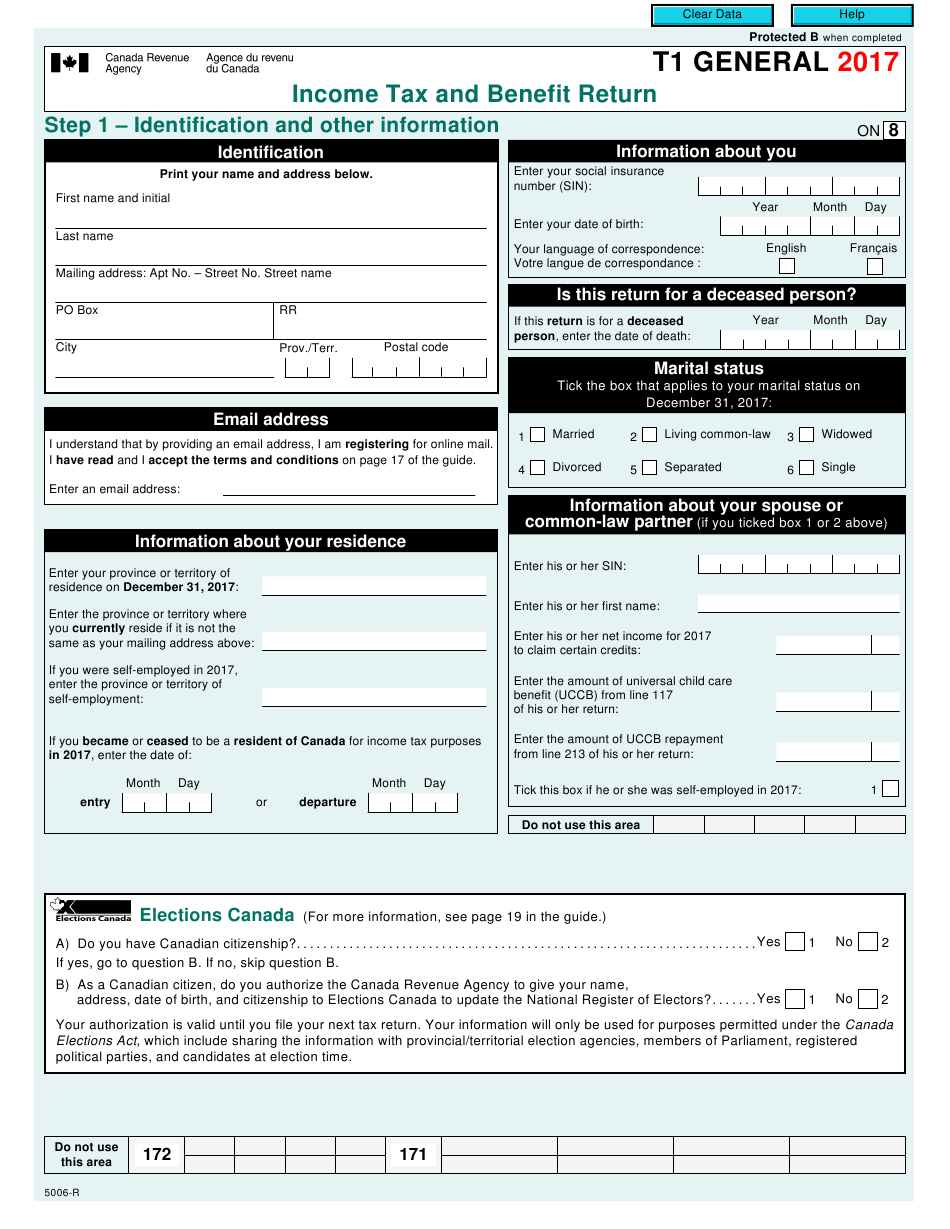 Form T1 GENERAL Download Fillable PDF Or Fill Online Income Tax And ...