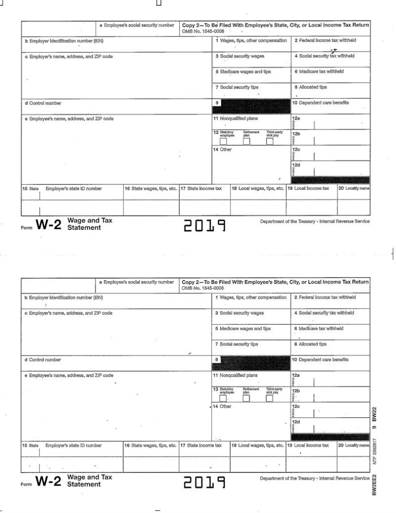 Form W 2 Copy 2 To Be Filed With Employee s State City Or Local 