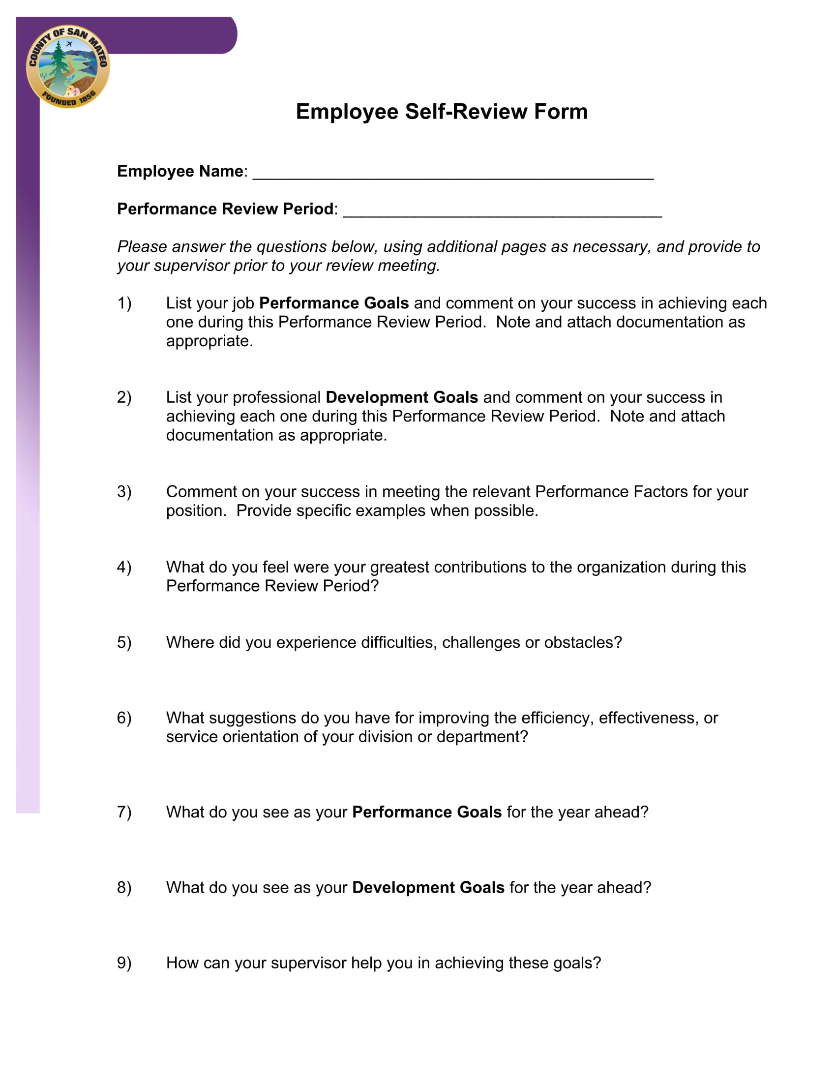 FREE 10 Employee Self Reviews Forms In PDF MS Word