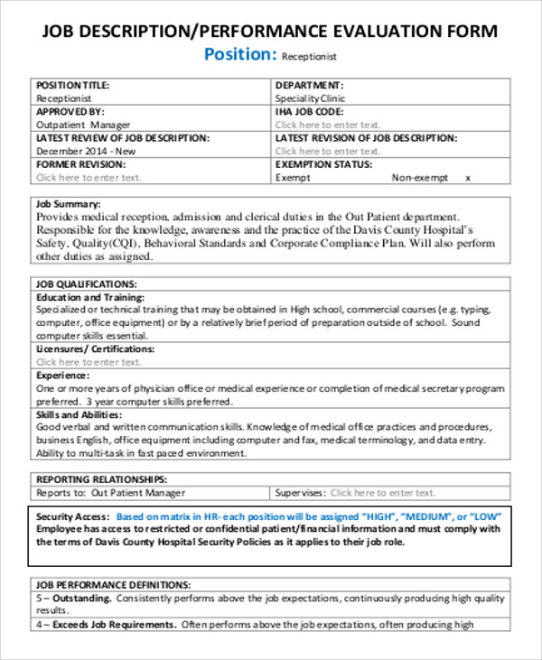 FREE 10 Sample Job Evaluation Forms In MS Word PDF