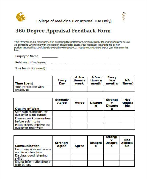 FREE 12 Forms For 360 Degree Feedback In PDF MS Word Excel