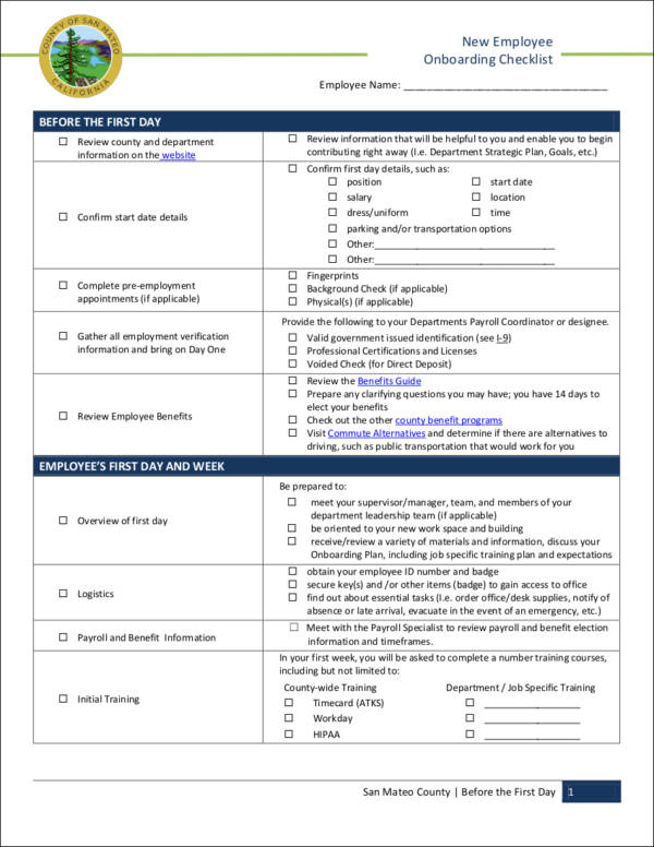 FREE 12 New Employers Checklist Samples Templates In PDF Google