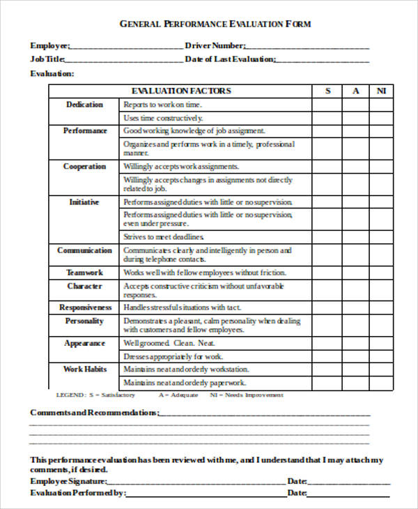 FREE 12 Sample Evaluation Forms In MS Word