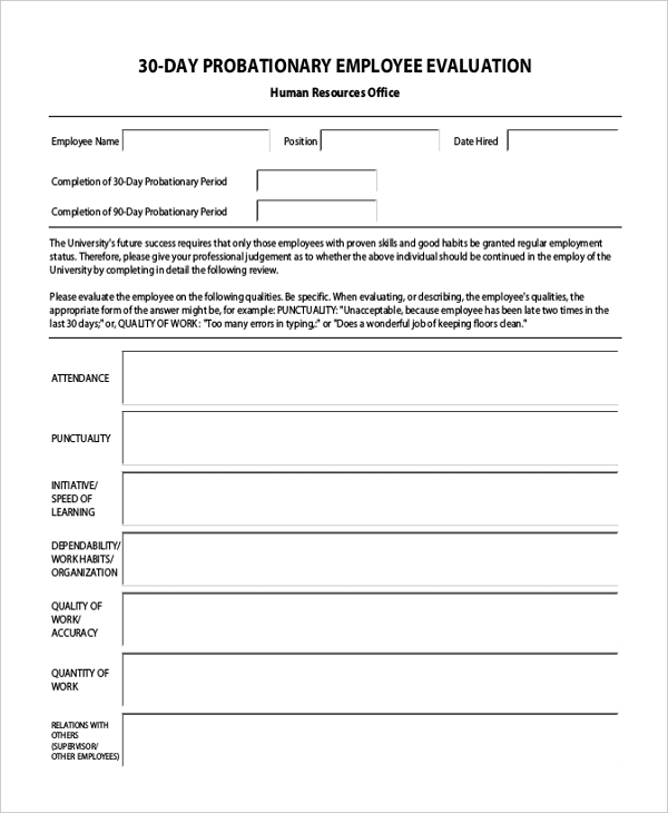 FREE 13 Sample Employee Evaluation Forms In PDF MS Word Excel