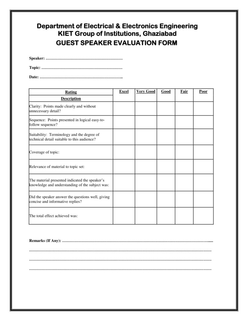 FREE 14 Speaker Evaluation Forms In PDF