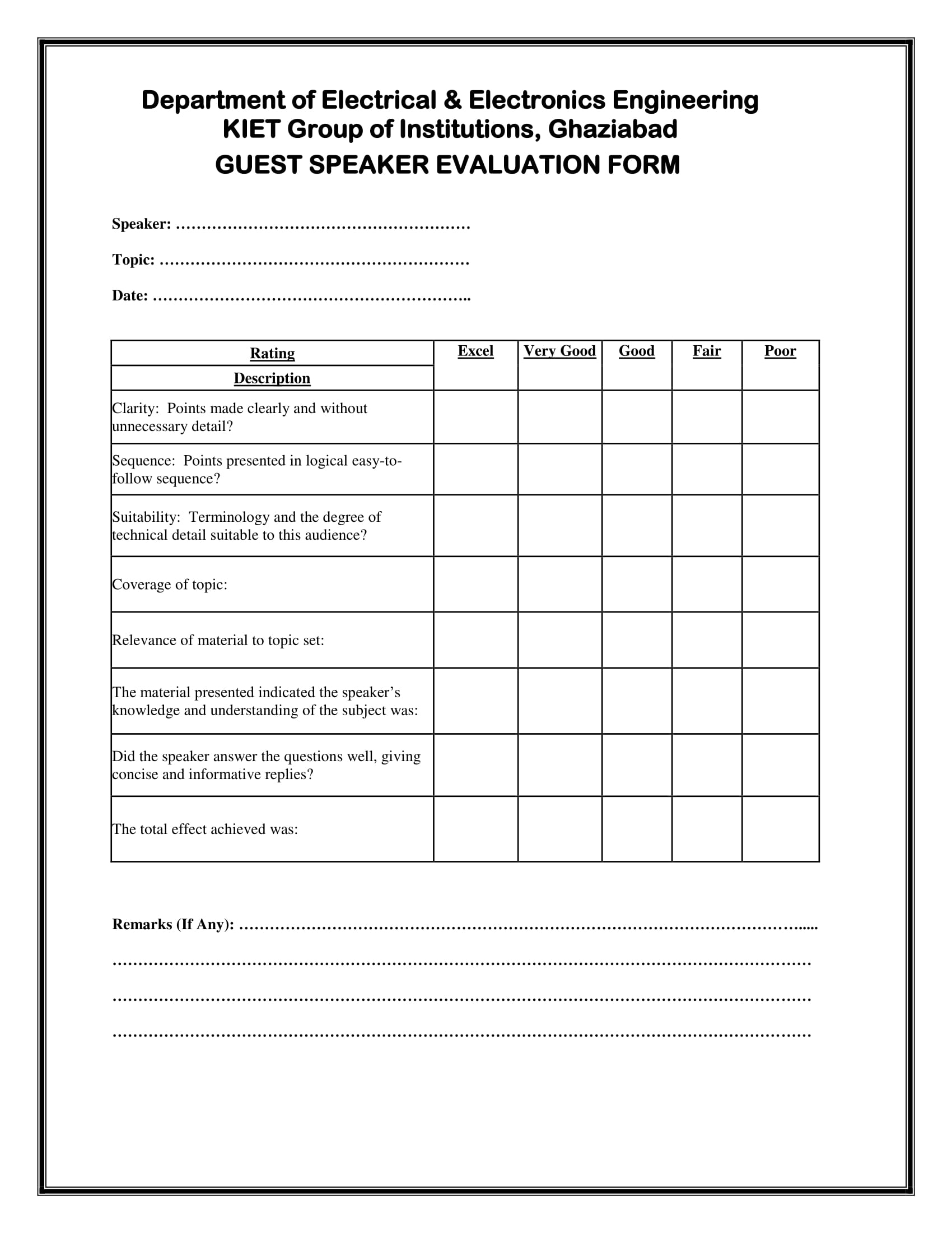 FREE 14 Speaker Evaluation Forms In PDF