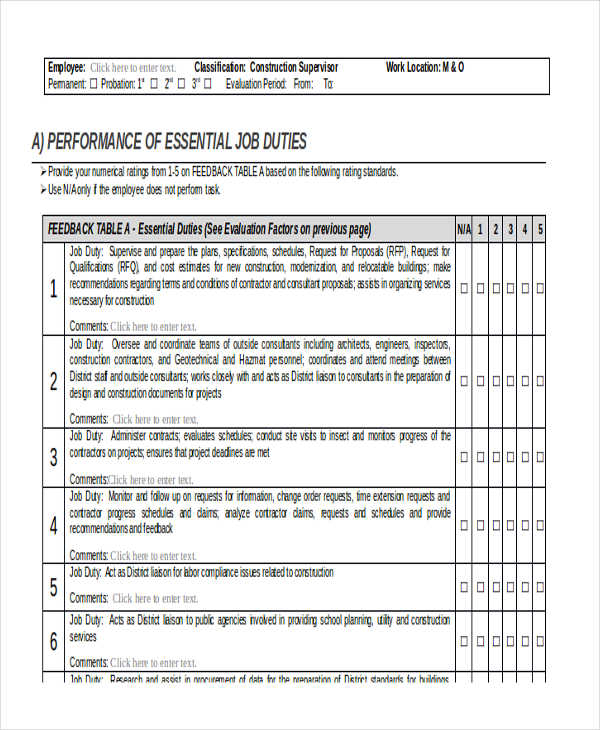 FREE 20 Sample Employee Review Forms In PDF MS Word