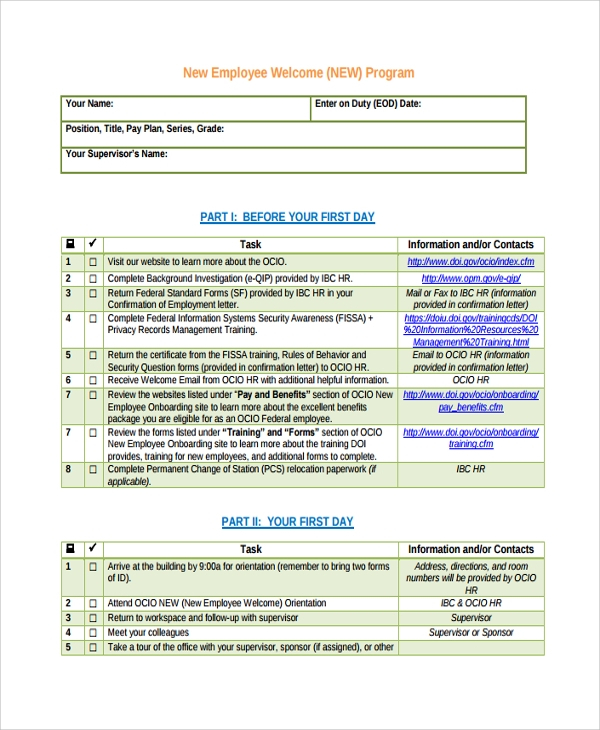 FREE 20 Sample New Employee Checklists In PDF MS Word Excel