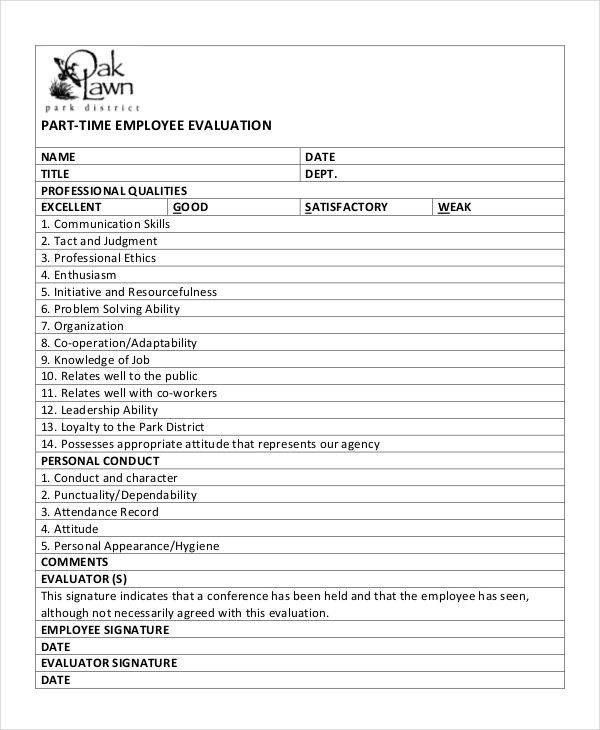 FREE 21 Employee Evaluation Form Samples Templates In PDF MS Word