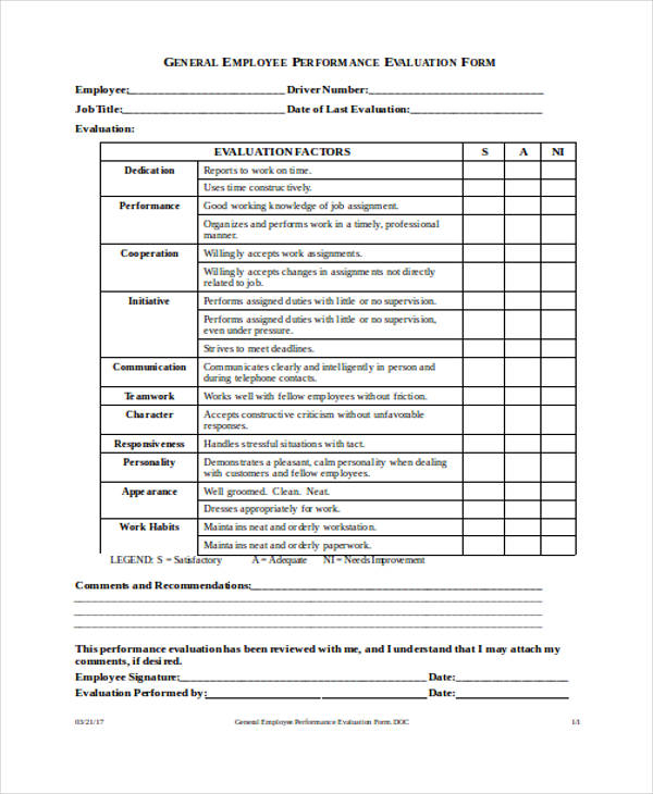 FREE 25 Employee Evaluation Forms In PDF MS Word Excel