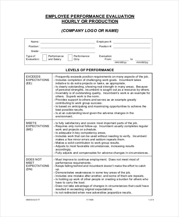 FREE 25 Employee Evaluation Forms In PDF MS Word Excel