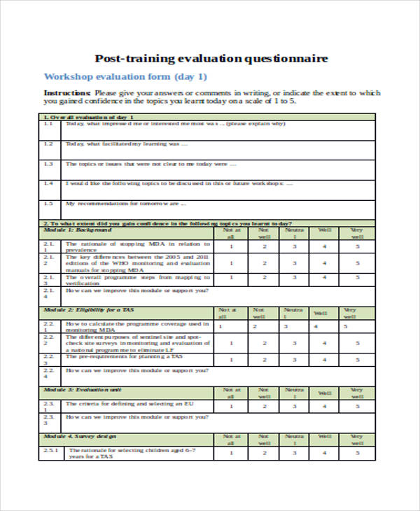 FREE 26 Printable Training Evaluation Forms In PDF MS Word