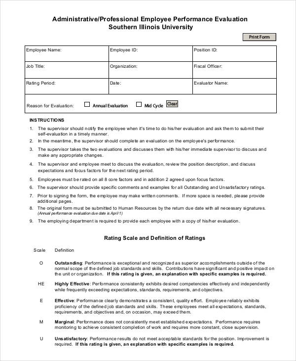 FREE 36 Employee Evaluation Forms In PDF