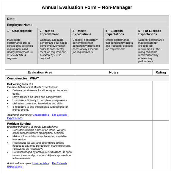 FREE 41 Sample Employee Evaluation Forms In PDF