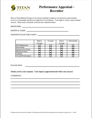 FREE 5 Recruiter Performance Review Forms In PDF MS Word