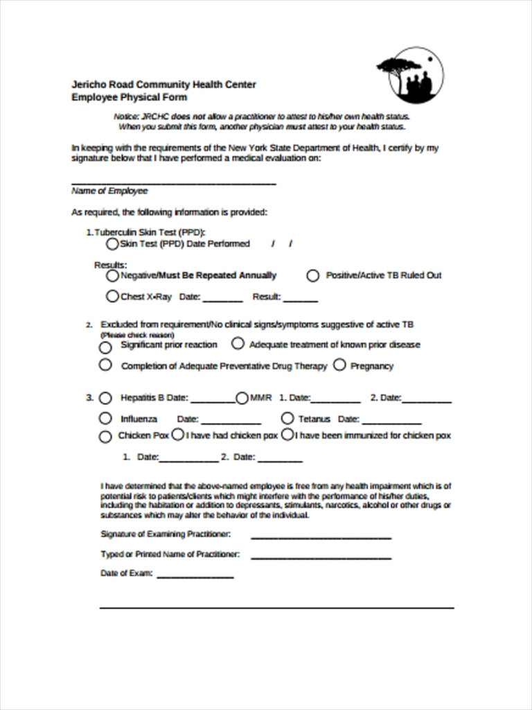 FREE 5 Sample Employee Physical Forms In PDF